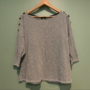 SOLD W5 Sage Green and White Striped Shirt 1X